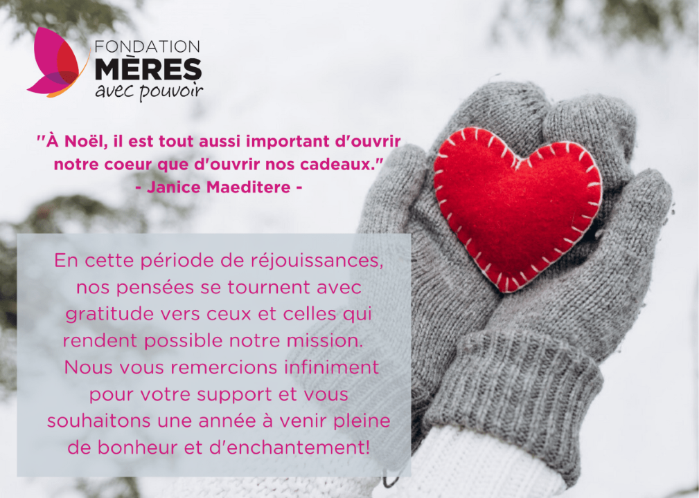 Mères avec pouvoir  Nous vous souhaitons de passer de Joyeuses fêtes!